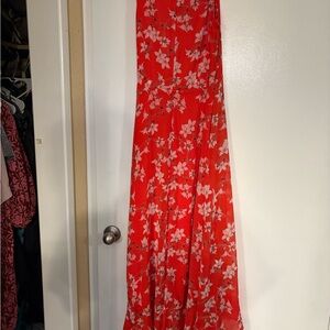 Calvin Klein Red Dress with Floral Accents